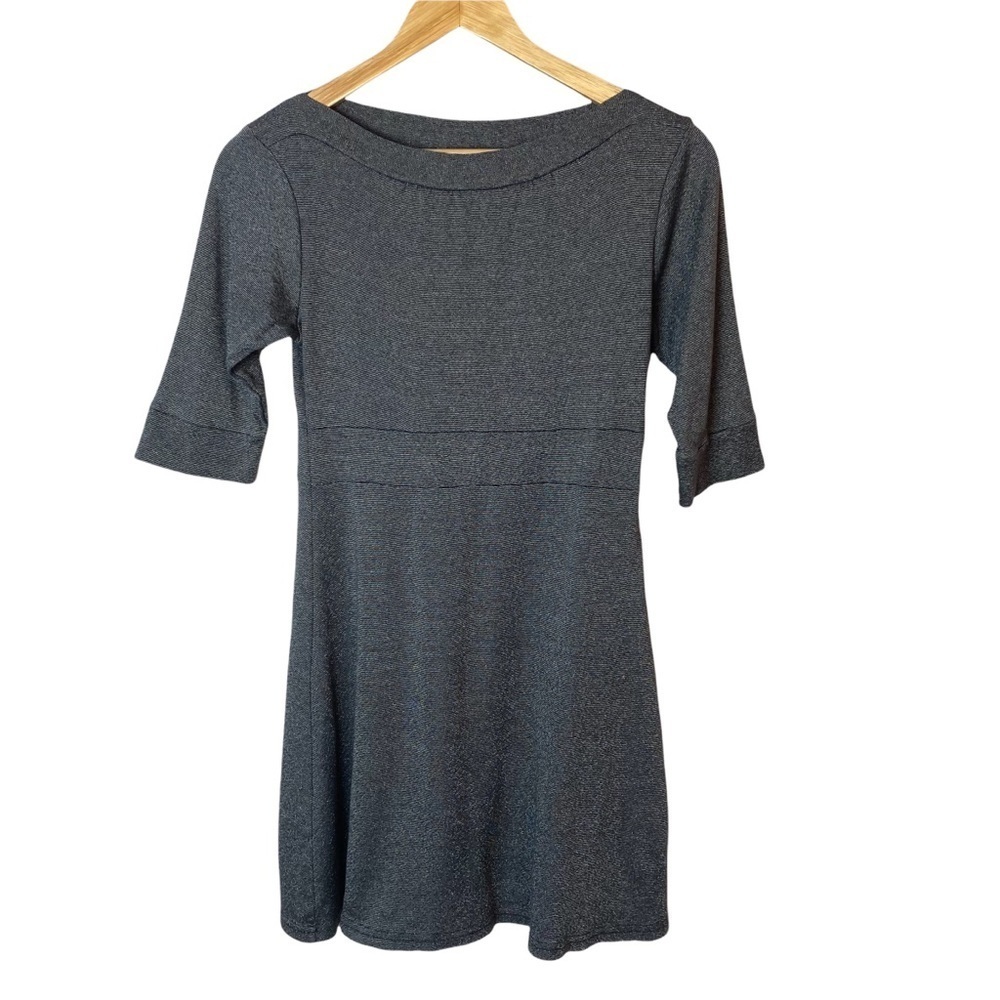 Michael Stars Dress One Size Midi Stretch Gray Metallic
